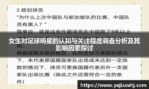 女生对足球明星的认知与关注程度调查分析及其影响因素探讨